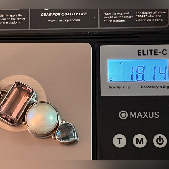 925 Pendant Amethyst Blue Topaz Pearl Cabochon large bail pendant